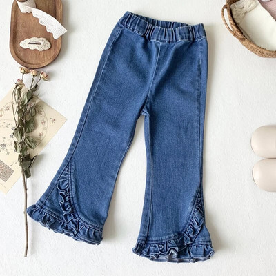 Tavaszi őszi gyerekek Kislányoknak hímzett széles szárú farmernadrág Alkalmi gyerek baba lányoknak Gyermekruházat Farmer