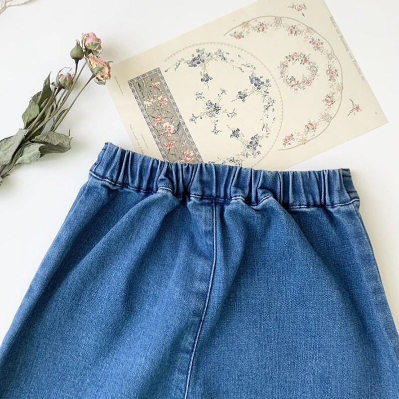 Tavaszi őszi gyerekek Kislányoknak hímzett széles szárú farmernadrág Alkalmi gyerek baba lányoknak Gyermekruházat Farmer