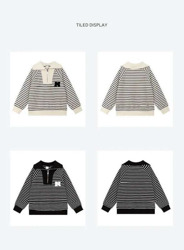 Proljeće Jesen Djevojčice Dječaci Pamučna majica na pruge s pola patentnim zatvaračem Školski dječji pulover na stazi Džemper Dječja odjeća Gornji kaput 3-14 godina