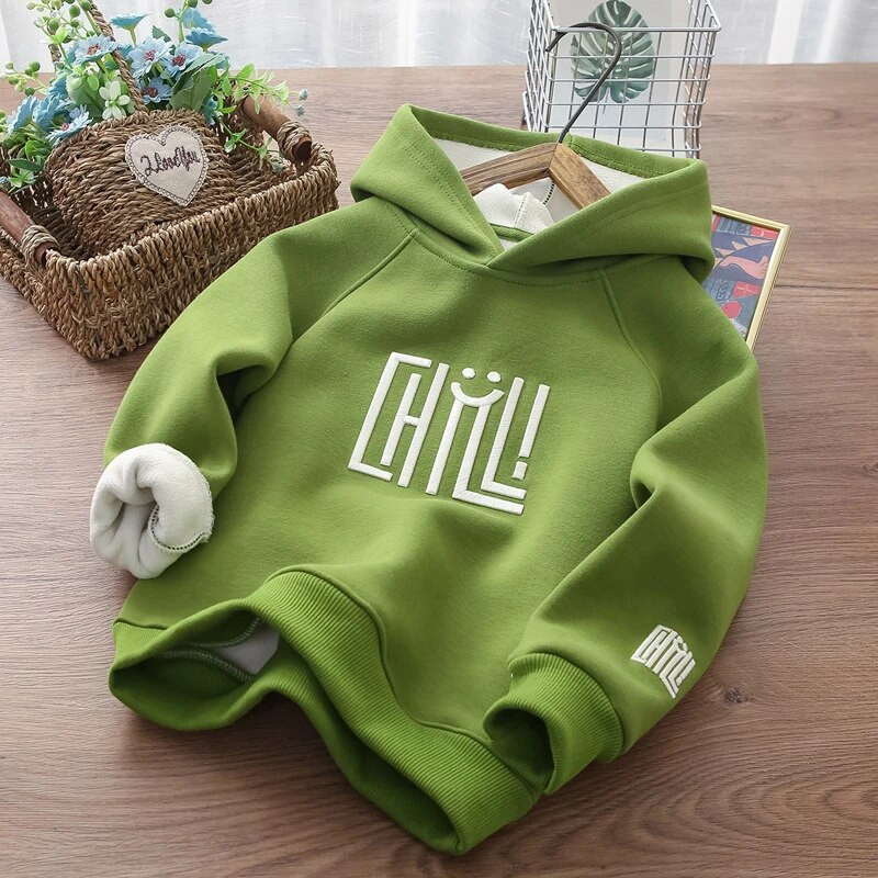 IYEAL dječja zimska majica s izvezenim slovima od flisa 2023. Dječja modna majica s dugim rukavima od flisa zadebljana