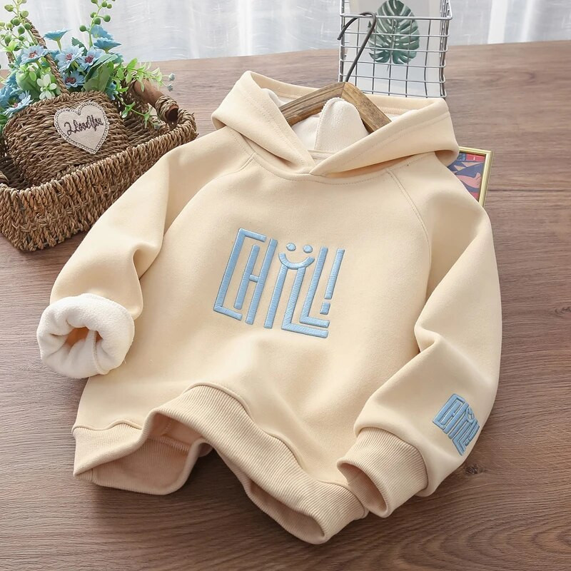 IYEAL dječja zimska majica s izvezenim slovima od flisa 2023. Dječja modna majica s dugim rukavima od flisa zadebljana