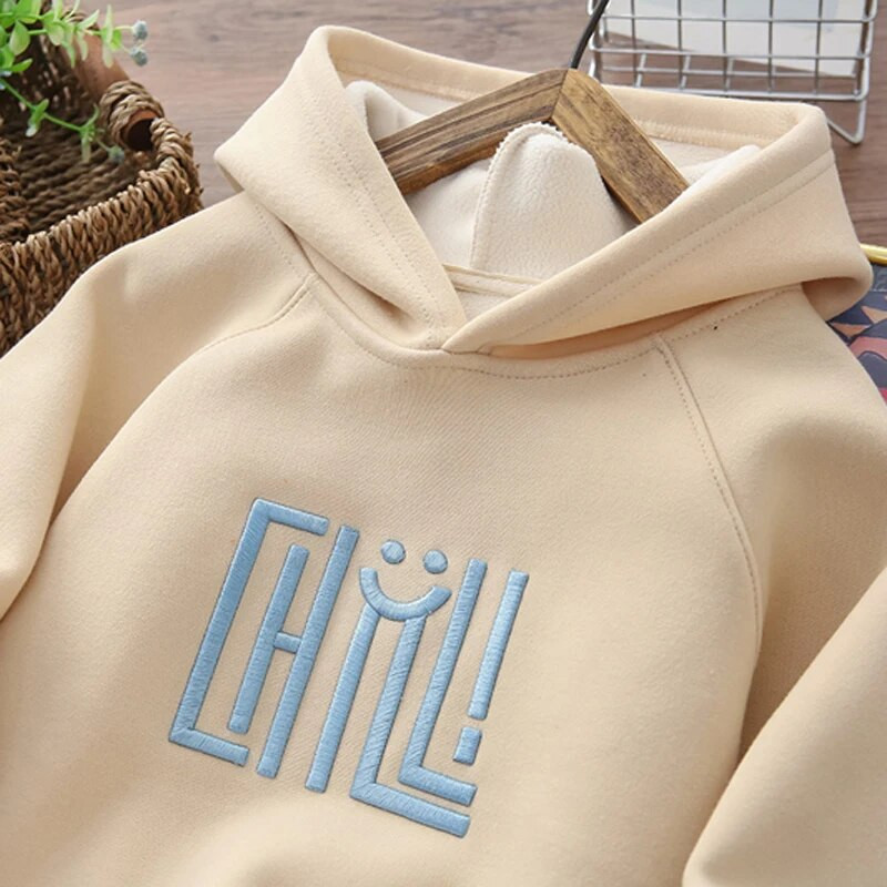 IYEAL dječja zimska majica s izvezenim slovima od flisa 2023. Dječja modna majica s dugim rukavima od flisa zadebljana