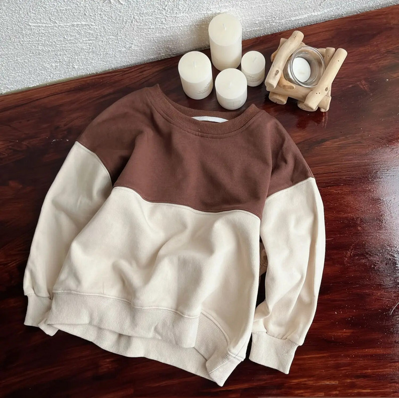 2023. Dječja odjeća u japanskom stilu. Proljetne i jesenske majice za dječake. Dizajn blokova boja. Labava odjeća za bebe na otvorenom.