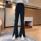 New Fashion Blugi Flare Split Pentru Fete Scoala Streetwear Casual Pantaloni Denim Solid Color Copii Pantaloni Coreeani De Inalta Calitate