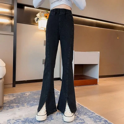 New Fashion Blugi Flare Split Pentru Fete Scoala Streetwear Casual Pantaloni Denim Solid Color Copii Pantaloni Coreeani De Inalta Calitate