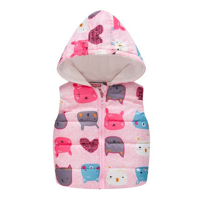 Lányok fiú mellények 2023 tavaszi őszi divat rajzfilm virágmintás mellény Kapucnis mellények lányoknak fiúknak meleg felsőruházat kabátok