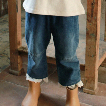 Γλυκό παντελόνι για κορίτσια Φθινοπωρινά παιδικά ρούχα για παιδιά 2023 Νέα δαντέλα ελαστική μέση τζιν παντελόνι για κορίτσια Παιδικά ρούχα