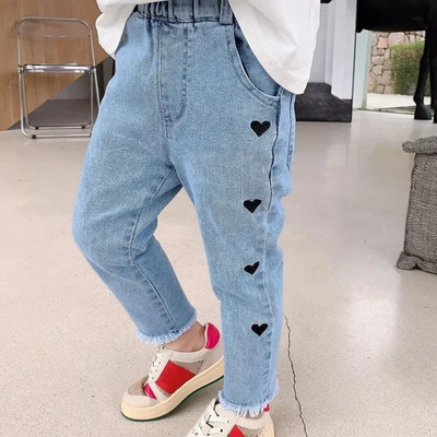 Proljetne traperice Djevojčice Ravne hlače Traper Ležerne hlače Dječja odjeća 1-5 godina Dječje rastezljive donjice s elastičnim strukom