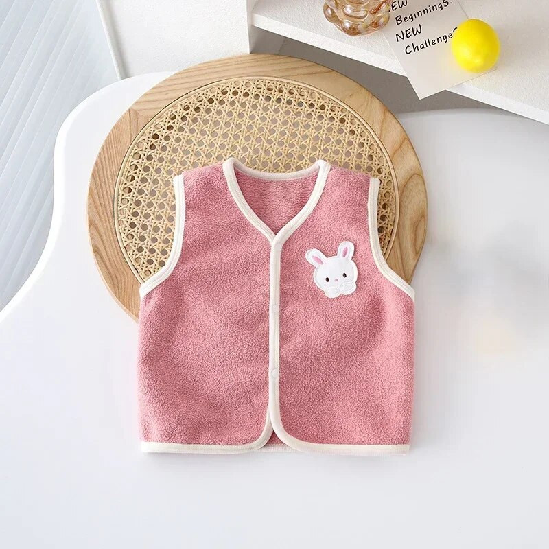 Animacinių filmų gyvūnai berniukai mergaičių kūdikių liemenė rudens žiemos korėjietiška stora dvipusė aksominė vaikų viršutiniai drabužiai naujagimių liemenės