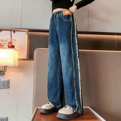 Adolescente Blugi Primavara/Toamna New Star Print Pantaloni drepti cu picioare late Copii Trendy Scoala Casual Pantaloni pentru copii 5-14 ani