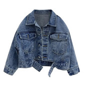 Jachete de blugi pentru fetițe, primăvară toamnă, haină solidă, sacou largi la modă pentru bebeluși, stil scurt, îmbrăcăminte exterioară pentru copii, ținute 2-8 ani