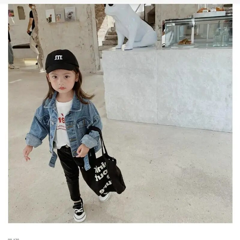 Jachete de blugi pentru fetițe, primăvară toamnă, haină solidă, sacou largi la modă pentru bebeluși, stil scurt, îmbrăcăminte exterioară pentru copii, ținute 2-8 ani