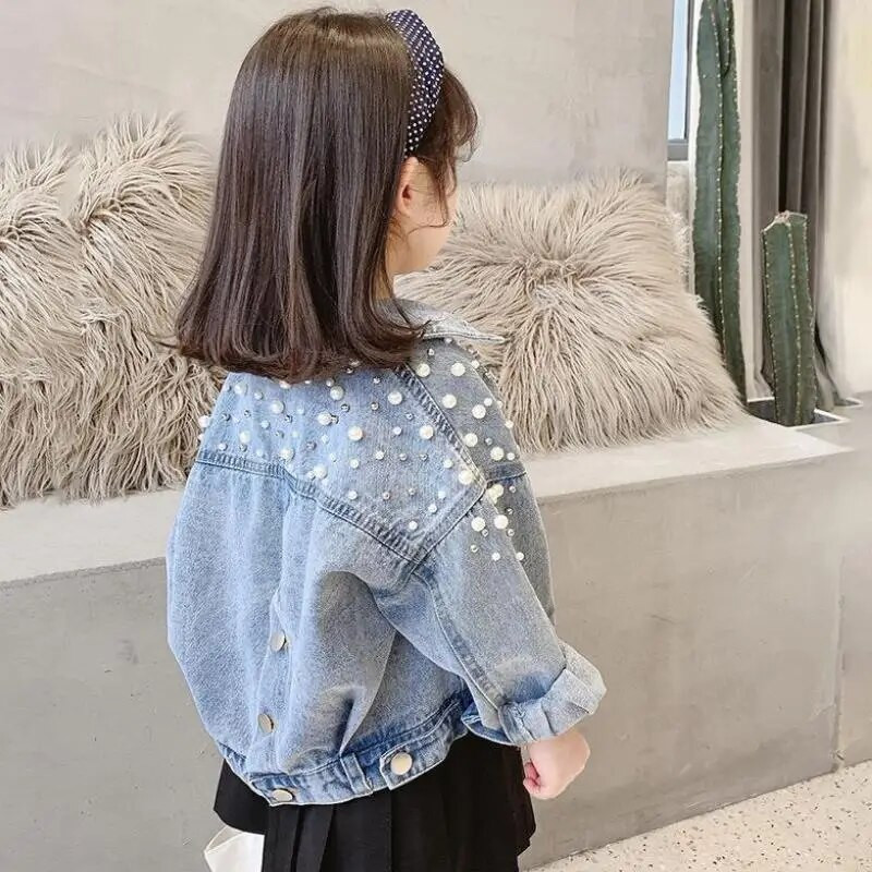 Jachete de blugi pentru fetițe, primăvară toamnă, haină solidă, sacou largi la modă pentru bebeluși, stil scurt, îmbrăcăminte exterioară pentru copii, ținute 2-8 ani