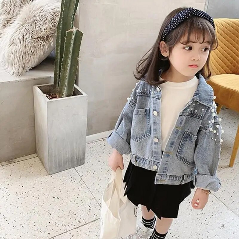Jachete de blugi pentru fetițe, primăvară toamnă, haină solidă, sacou largi la modă pentru bebeluși, stil scurt, îmbrăcăminte exterioară pentru copii, ținute 2-8 ani