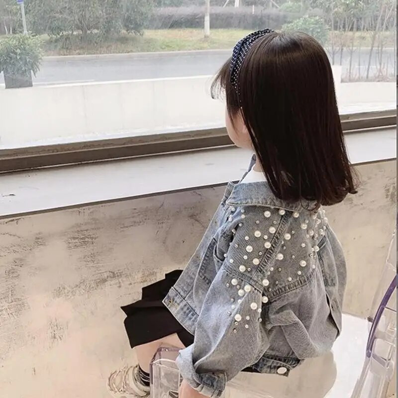 Jachete de blugi pentru fetițe, primăvară toamnă, haină solidă, sacou largi la modă pentru bebeluși, stil scurt, îmbrăcăminte exterioară pentru copii, ținute 2-8 ani