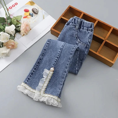 Blugi pentru fete, primăvară și toamnă, la modă, pantaloni pentru copii, 2-12 ani, haine pentru fete, pantaloni evazați