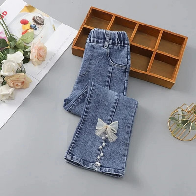 Blugi pentru fete, primăvară și toamnă, la modă, pantaloni pentru copii, 2-12 ani, haine pentru fete, pantaloni evazați