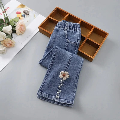 Blugi pentru fete, primăvară și toamnă, la modă, pantaloni pentru copii, 2-12 ani, haine pentru fete, pantaloni evazați