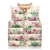 Veste pentru fete Vestă pentru copii din puf din bumbac Vestă caldă Bebeluși Fetițe Vestă florală dulce pentru copii Vestă pentru exterior 2-7 ani Copii