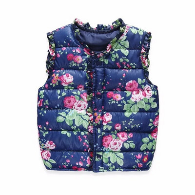 Veste pentru fete Vestă pentru copii din puf din bumbac Vestă caldă Bebeluși Fetițe Vestă florală dulce pentru copii Vestă pentru exterior 2-7 ani Copii