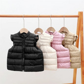 Iarnă pentru bebeluși și fete, uni, calduroasă, din bumbac, fermoar complet, vestă plină cu volană, vestă pentru copii, vestă pentru copii, școală, ținută pentru copii, topuri pentru 1-10 ani