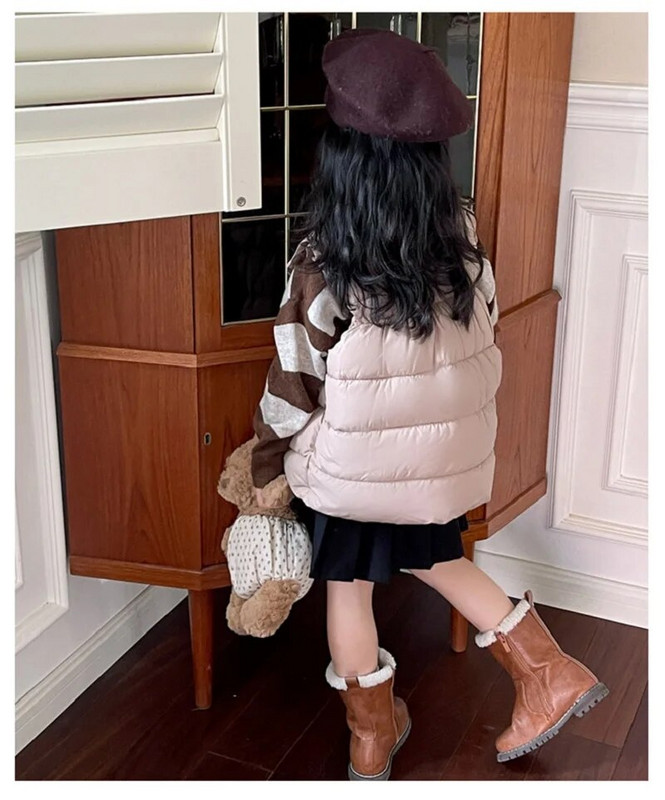 Iarnă pentru bebeluși și fete, uni, calduroasă, din bumbac, fermoar complet, vestă plină cu volană, vestă pentru copii, vestă pentru copii, școală, ținută pentru copii, topuri pentru 1-10 ani