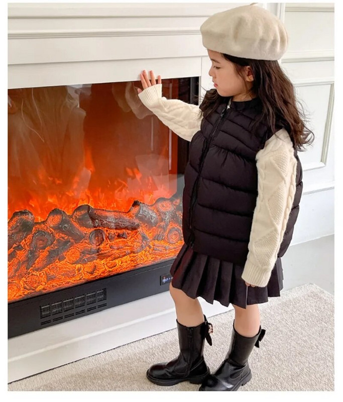 Iarnă pentru bebeluși și fete, uni, calduroasă, din bumbac, fermoar complet, vestă plină cu volană, vestă pentru copii, vestă pentru copii, școală, ținută pentru copii, topuri pentru 1-10 ani