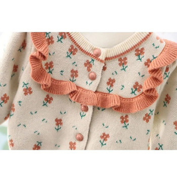 Πλεκτά πουλόβερ για κορίτσια λουλουδάτο άνοιξη 2024 Νέες ζακέτες για νήπια Πλεκτά Βαμβακερά μπλουζάκια Ρούχα Παιδικά ρούχα για μωρά Μπουφάν πουλόβερ