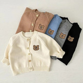 2024 de primăvară nou drăguț urs haine tricotate pentru bebeluși cardigan coreean pulovere cu mânecă lungă sugari fete băieți jachetă caldă