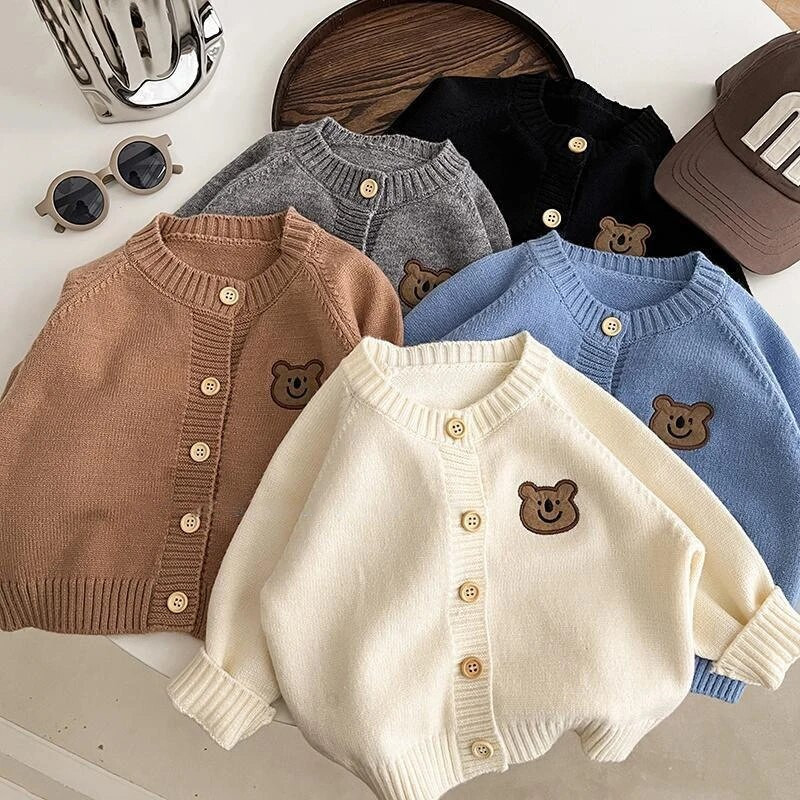 2024 de primăvară nou drăguț urs haine tricotate pentru bebeluși cardigan coreean pulovere cu mânecă lungă sugari fete băieți jachetă caldă
