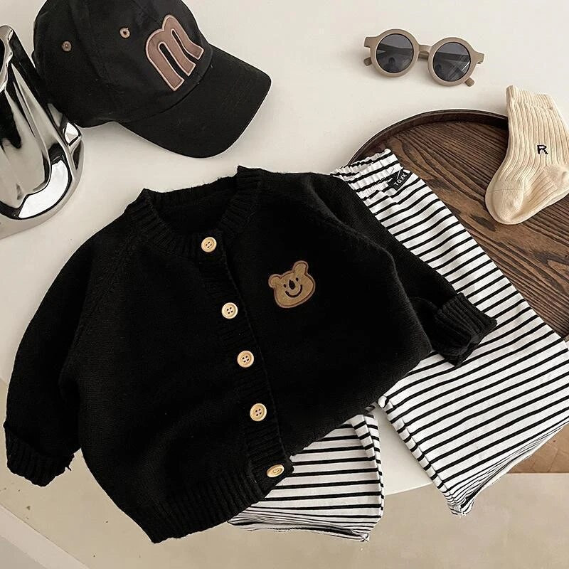 2024 de primăvară nou drăguț urs haine tricotate pentru bebeluși cardigan coreean pulovere cu mânecă lungă sugari fete băieți jachetă caldă