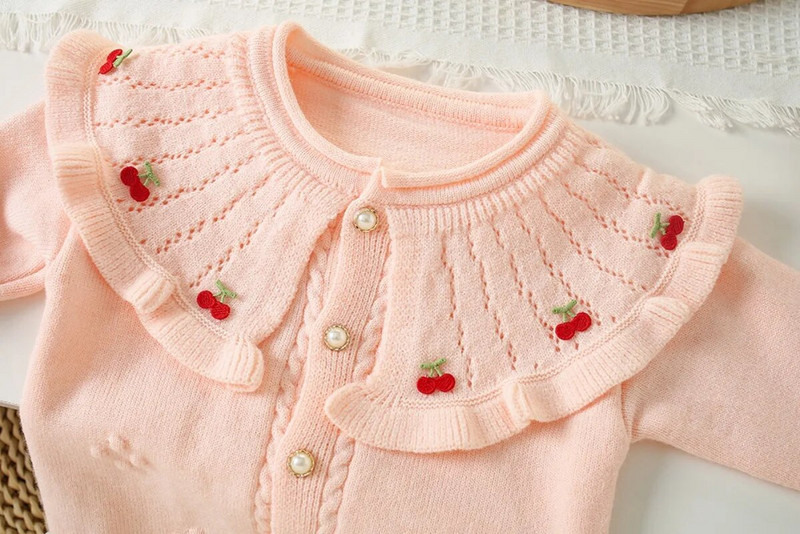 Primăvară Copii Fete Cardigan tricotat cu rever Pulover Bebeluș Tricotaj solide Topuri Manta Toamna Moda Tricotat Jaket Haine pentru copii mici