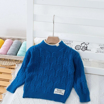 Παιδικό πουλόβερ για αγόρια για κορίτσια με λαιμόκοψη καρό πουλόβερ μωρό χειμωνιάτικο μπλουζάκι μονόχρωμο πουλόβερ Φθινόπωρο αγόρι για κορίτσι ζεστό πουλόβερ 2023 Νέο