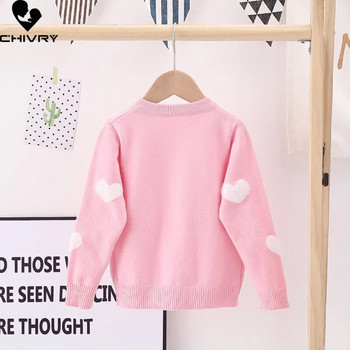 Νέο 2022 Baby Girls Fashion Knitted Cardigan πουλόβερ Παιδικό Φθινοπωρινό Ζακέτα πουλόβερ με κουμπιά ζεστής καρδιάς