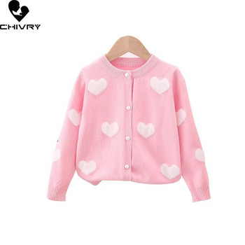 Νέο 2022 Baby Girls Fashion Knitted Cardigan πουλόβερ Παιδικό Φθινοπωρινό Ζακέτα πουλόβερ με κουμπιά ζεστής καρδιάς