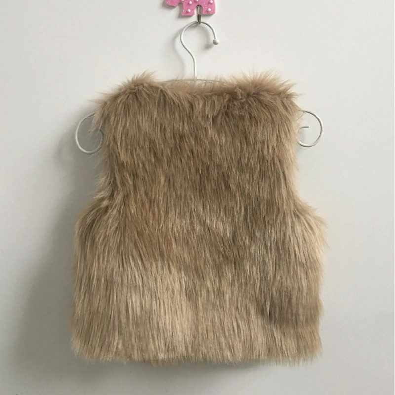 Dječji prsluk Krzneni prsluk za djevojčice Dječja djevojčica Zimska topla modna odjeća Prsluk od umjetnog krzna Debeli kaput Gornja odjeća 1-5 godina