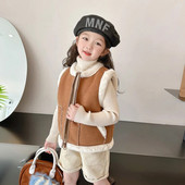 Jesen Topla beba, djeca, djevojke, prsluci, plišani džepovi, gornja odjeća bez rukava, prsluci, odjeća, dječji prsluk od antilop kože CH83