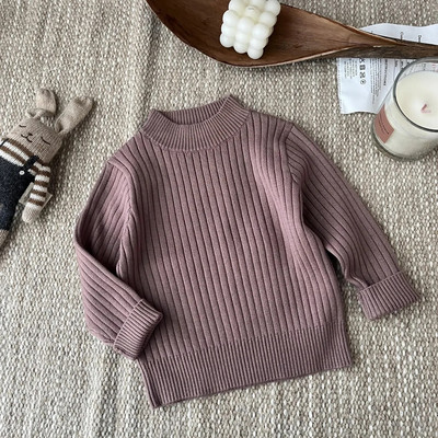 Îmbrăcăminte pentru copii de toamnă pentru copii, băieți, pulover tricotat în dungi, haine de bumbac pentru copii, fete, tricotaje de culoare solidă, pulovere