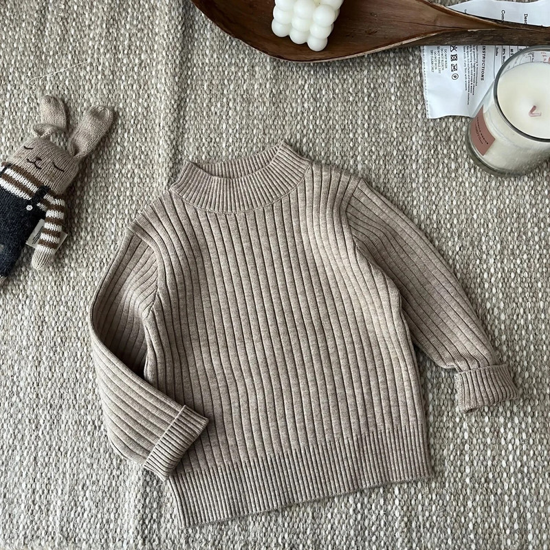 Îmbrăcăminte pentru copii de toamnă pentru copii, băieți, pulover tricotat în dungi, haine de bumbac pentru copii, fete, tricotaje de culoare solidă, pulovere