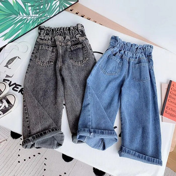 Дънки за момичета Детски дънкови панталони с копчета от 2 до 12 години Детски широки дънкови панталони с широки крачоли Тийнейджърско облекло в корейски стил