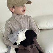 Cămașă de jos pentru copii 23 Noi de iarnă Copii Băieți Stil coreean Copii Culoare uni Cămașă de jos pe jumătate cu gât tricotat