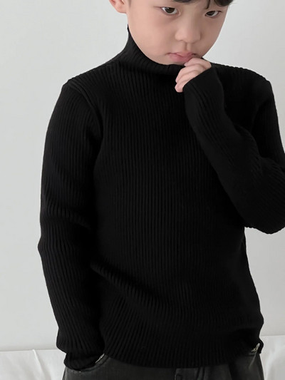 Cămașă de jos pentru copii 23 Noi de iarnă Copii Băieți Stil coreean Copii Culoare uni Cămașă de jos pe jumătate cu gât tricotat