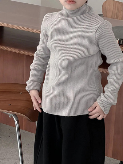 Cămașă de jos pentru copii 23 Noi de iarnă Copii Băieți Stil coreean Copii Culoare uni Cămașă de jos pe jumătate cu gât tricotat