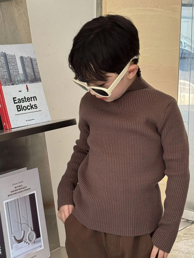 Cămașă de jos pentru copii 23 Noi de iarnă Copii Băieți Stil coreean Copii Culoare uni Cămașă de jos pe jumătate cu gât tricotat