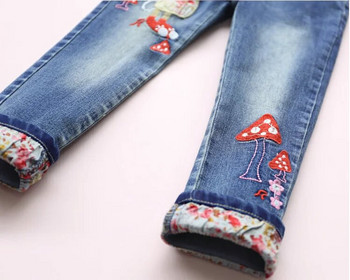 Παιδικά τζιν 2-10Y για εφηβικά παντελόνια Παιδικά τζιν παντελόνια μπλε Stretch κεντήματα λουλούδια Ρούχα εφήβων Ανοιξιάτικα ρούχα
