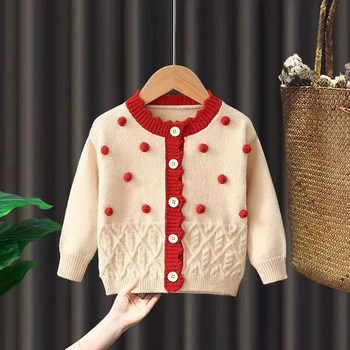 Бебешки пуловер за момичета Жилетка Палто Нови детски модни дрехи Плетен пуловер Горнище за малки момичета