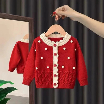 Бебешки пуловер за момичета Жилетка Палто Нови детски модни дрехи Плетен пуловер Горнище за малки момичета