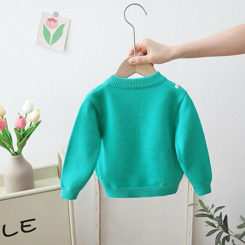 Pulover za djevojčice Hairball 2024, novi kardigan za djevojčice, dječje dječje jakne za proljeće i jesen, okrugli izrez, dječji pleteni gornji kaputi HY01131