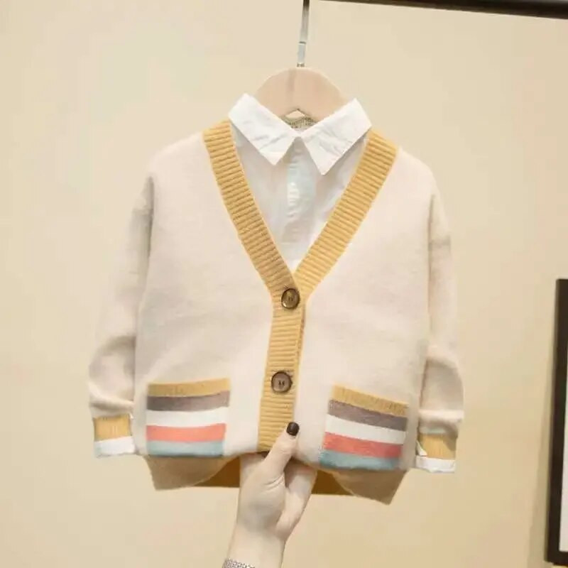 kisfiú pulóver tavaszi ősz Kötött Kardigán Pulóver Baba Gyermekruházat Fiúk Lányok Pulóverek Gyerekek Téli ruhák