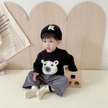 0-3T Bear Print Βρεφικό πουλόβερ Νεογέννητο Παιδί Βρέφος Αγόρι Κοριτσάκι Χειμερινά Πλεκτά Ρούχα Πλεκτό Πουλόβερ Κορυφαίο χαριτωμένο γλυκό πλεκτό στολή